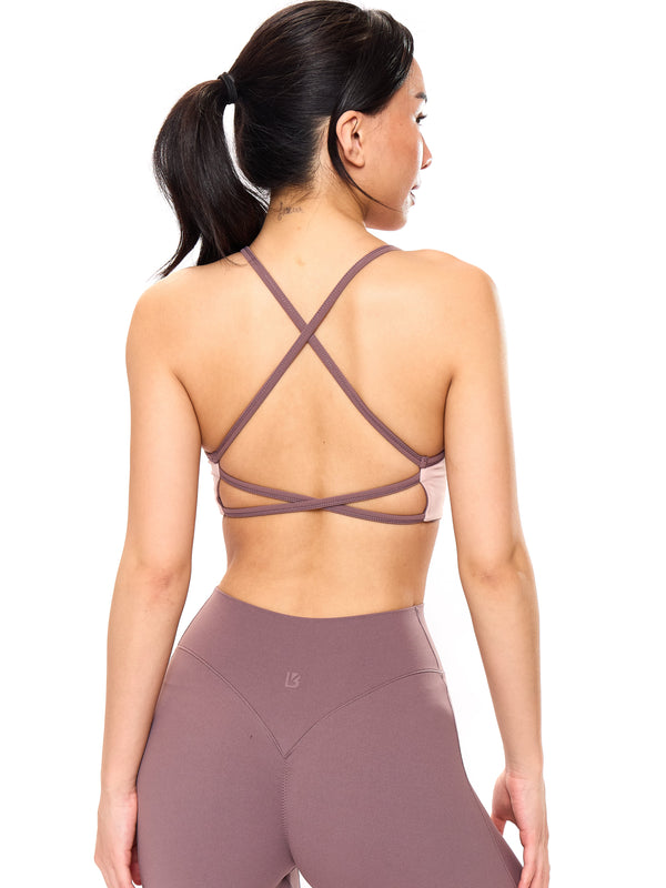 Girlfriend Reversible Sports Bra - Mocha Berry and Berry Ice