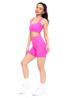 Nubre Notch Sports Bra - Candy Crush Pink