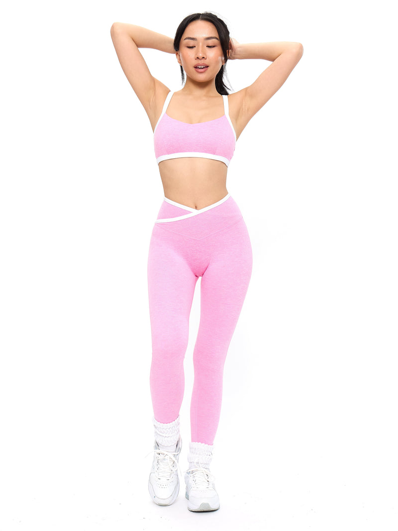 Dream Heather Contrast Sports Bra - Pink Sugar