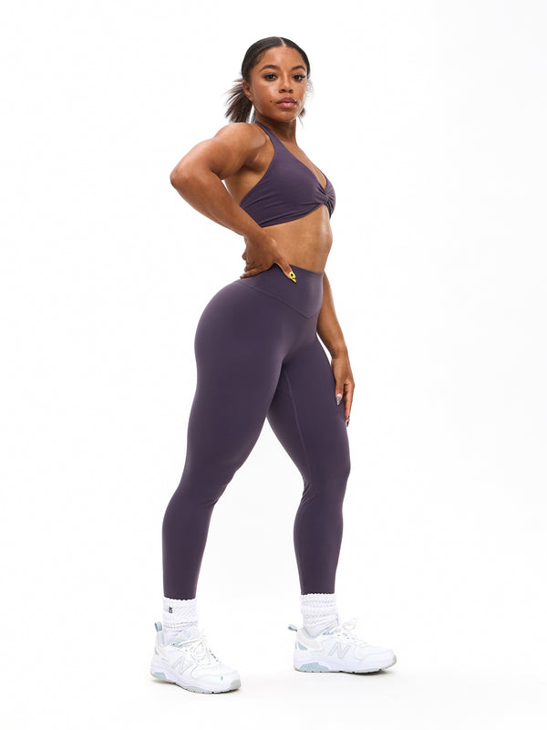 Poshknit Twist Halter Sports Bra - Purple Shadow